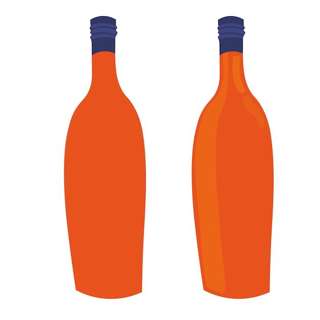 Vector oranje glazen flessen aperol flessen minimalistische vectorillustraties