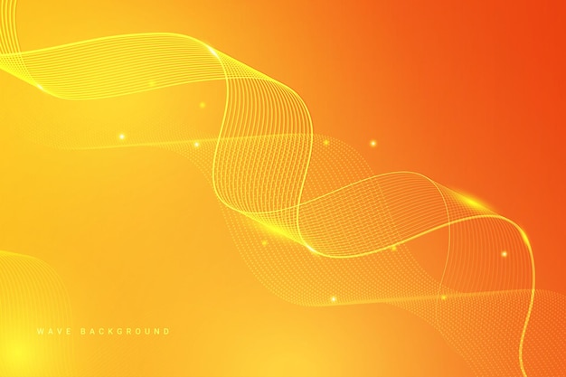 Oranje gradiënt kleur lijn kunst technologie achtergrond banner ontwerp met licht gloeiend effect