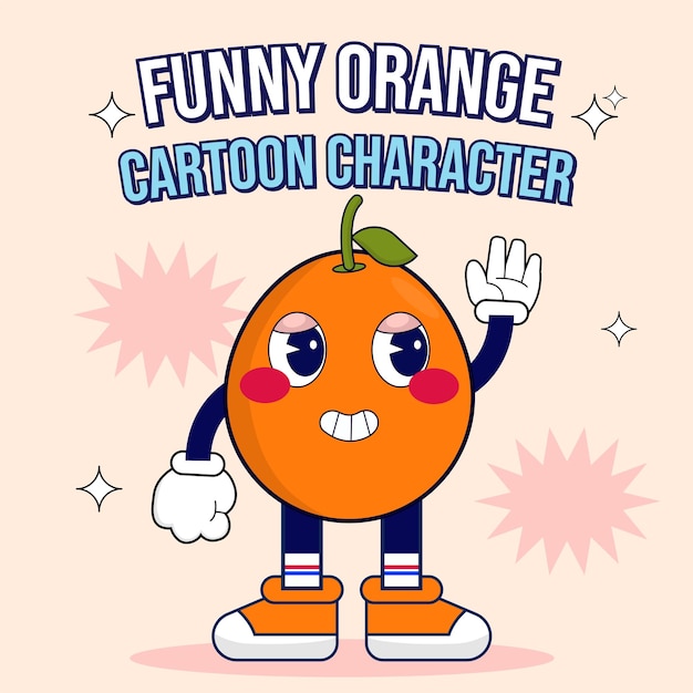 Oranje grappig karakter cartoon illustratie bewerkbaar teksteffect