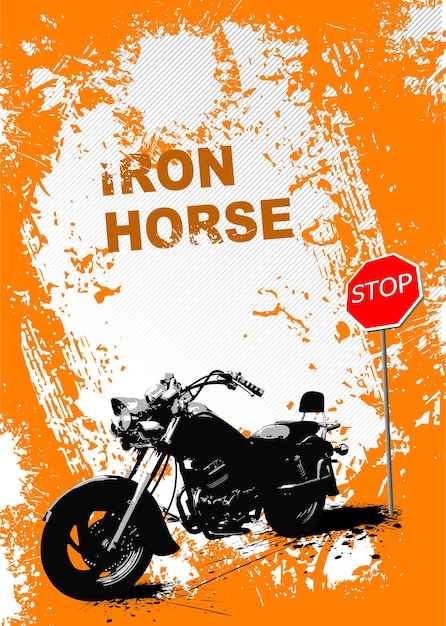 Oranje grijze achtergrond met motorfiets afbeelding Vector illustratie