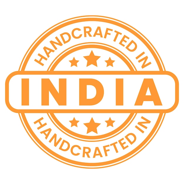 Oranje Handgemaakt in India Teken, Stempel, Sticker vector illustratie