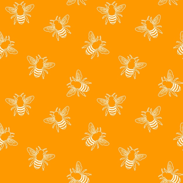 Oranje honingbij naadloos patroon