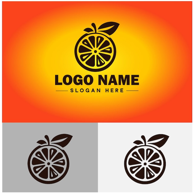 Oranje icoon Fruit sappige sinaasappel Biologische vrucht gezond uniek boerderij teken symbool vector logo