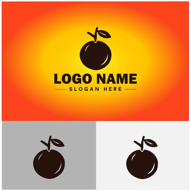 Oranje icoon Fruit sappige sinaasappel Biologische vrucht gezond uniek boerderij teken symbool vector logo