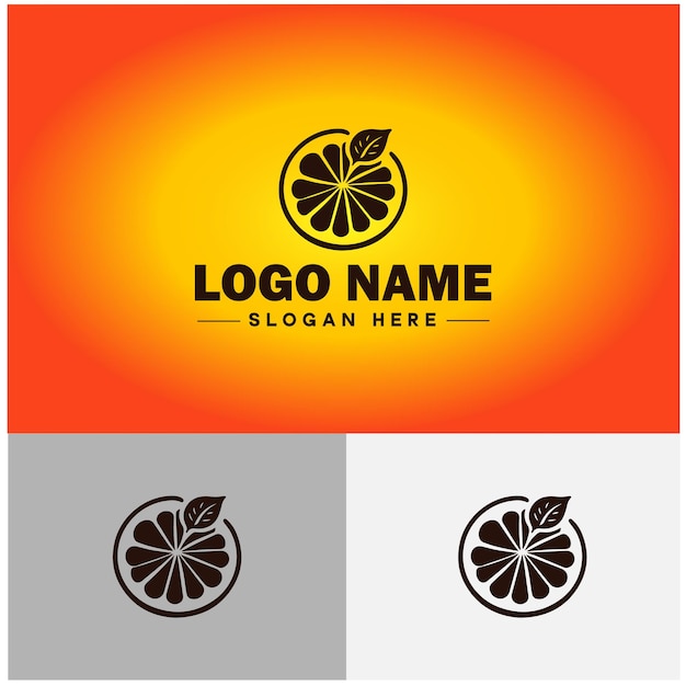 Oranje icoon Fruit sappige sinaasappel Biologische vrucht gezond uniek boerderij teken symbool vector logo