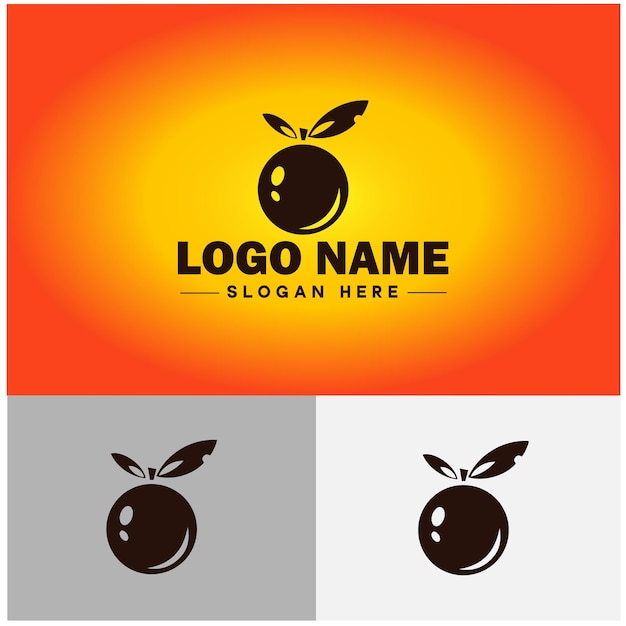Oranje icoon Fruit sappige sinaasappel Biologische vrucht gezond uniek boerderij teken symbool vector logo