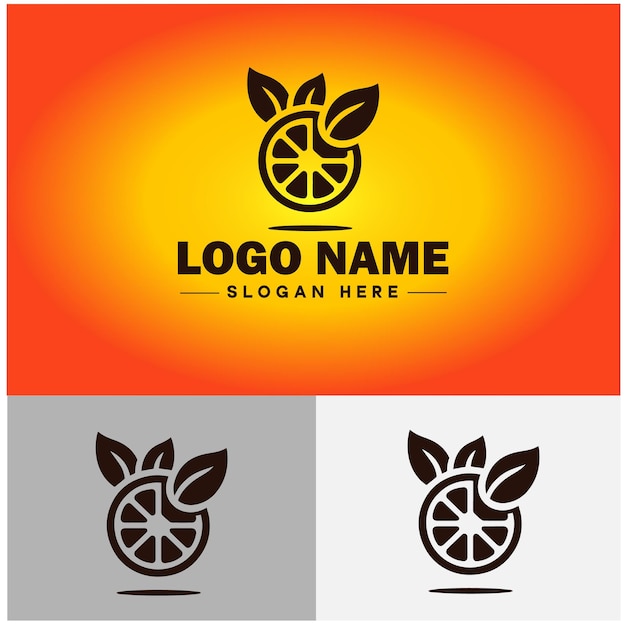 Oranje icoon Fruit sappige sinaasappel Biologische vrucht gezond uniek boerderij teken symbool vector logo