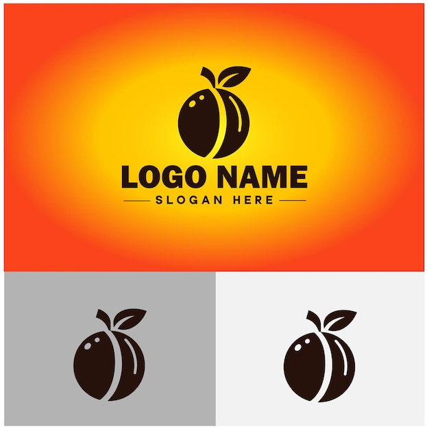 Oranje icoon Fruit sappige sinaasappel Biologische vrucht gezond uniek boerderij teken symbool vector logo