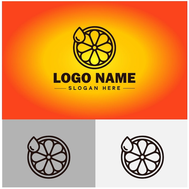 Oranje icoon Fruit sappige sinaasappel Biologische vrucht gezond uniek boerderij teken symbool vector logo