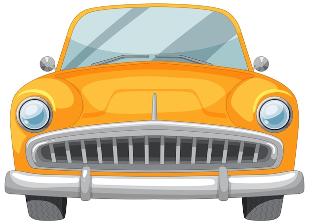 Oranje illustratie van de voorkant van een klassieke auto