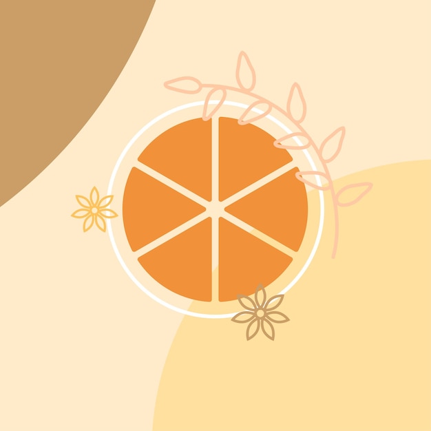 Oranje in een krans. Gele bloem aquarel. Bloemmotief planten. Vector illustratie. Stock afbeelding.