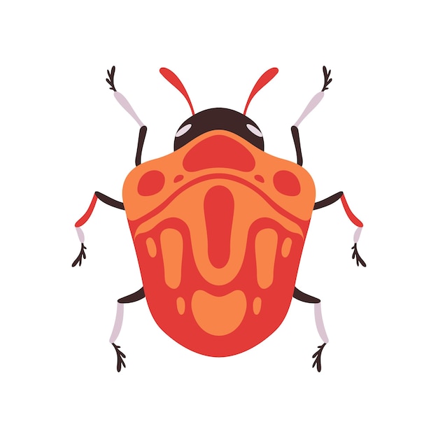 Vector oranje insect top view flat vector illustratie op witte achtergrond