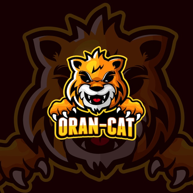 Oranje kat cartoon esport logo