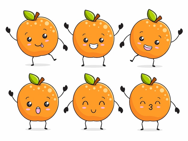 oranje kawaii citrus cartoon illustratie