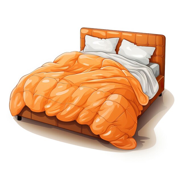 Oranje kleur Bed cartoon vector witte achtergrond geïsoleerd