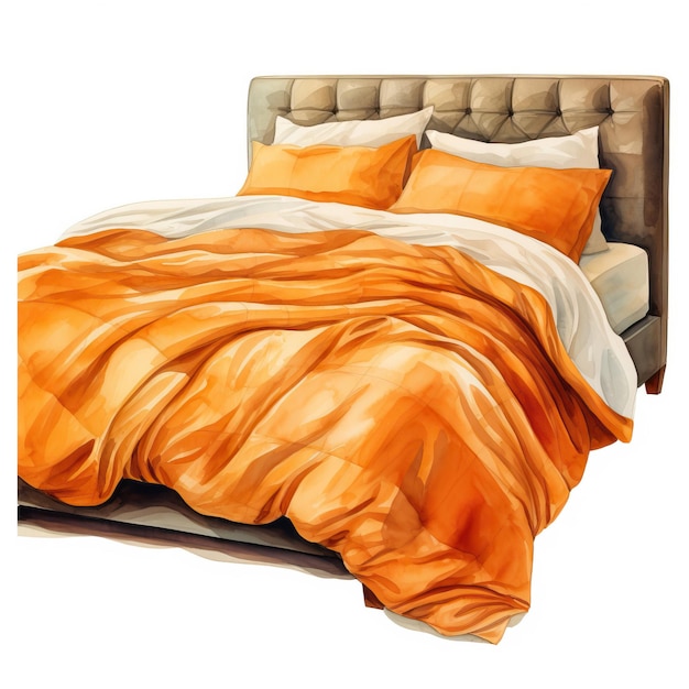 Oranje kleur Bed waterverf vector witte achtergrond isola