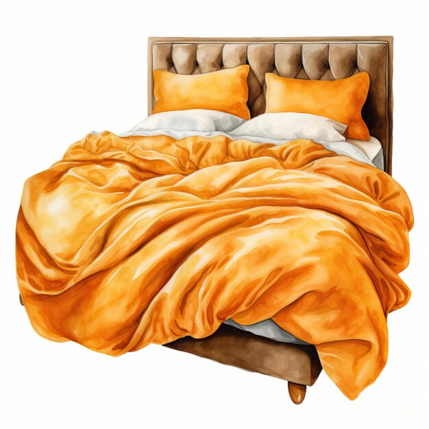 Vector oranje kleur bed waterverf vector witte achtergrond isola