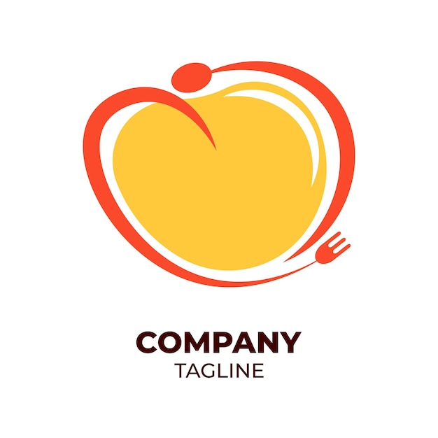 oranje kleur voedselthema premium logo-ontwerp