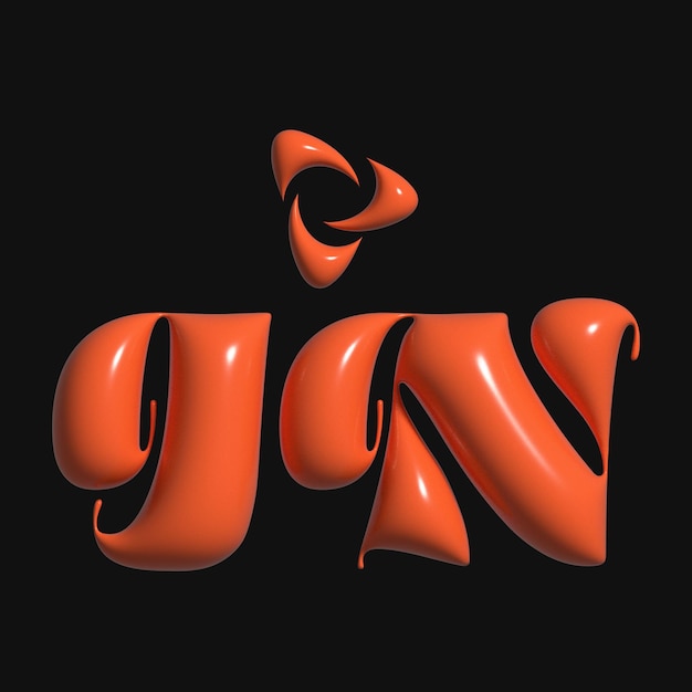 Vector oranje letters met het woord gin erop