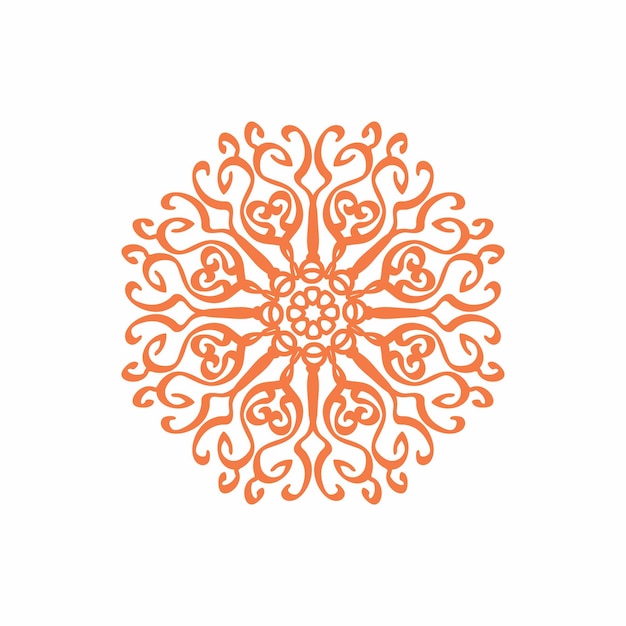 Oranje mandala patroon print ontwerp op witte achtergrond