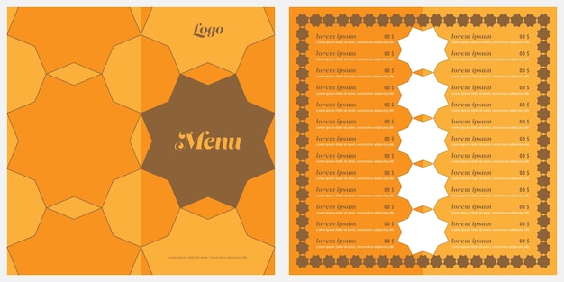 Oranje menu tweevoudige brochure ontwerpsjabloon