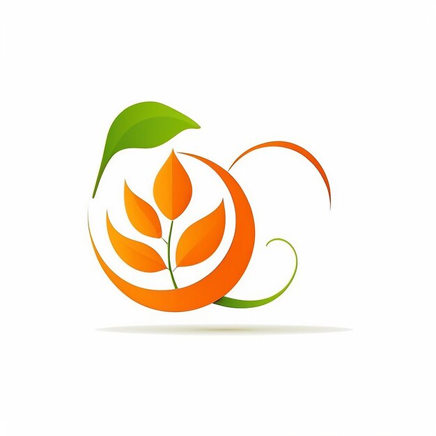 Vector oranje met blad logo in een moderne platte minimale stijl in creatief ontwerp