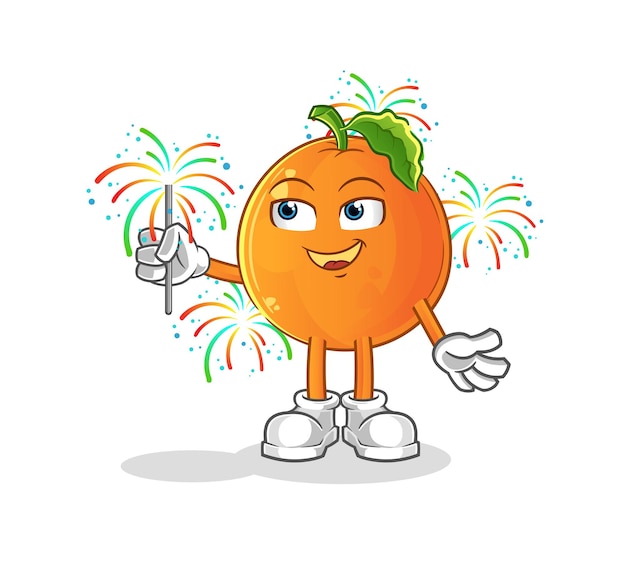 Oranje met vuurwerk mascotte. cartoon vector