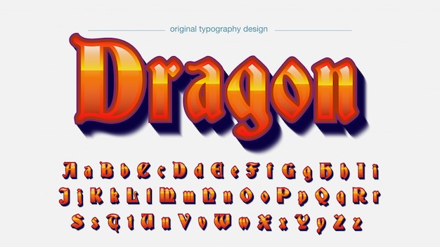 Oranje oude script middeleeuwse typografie