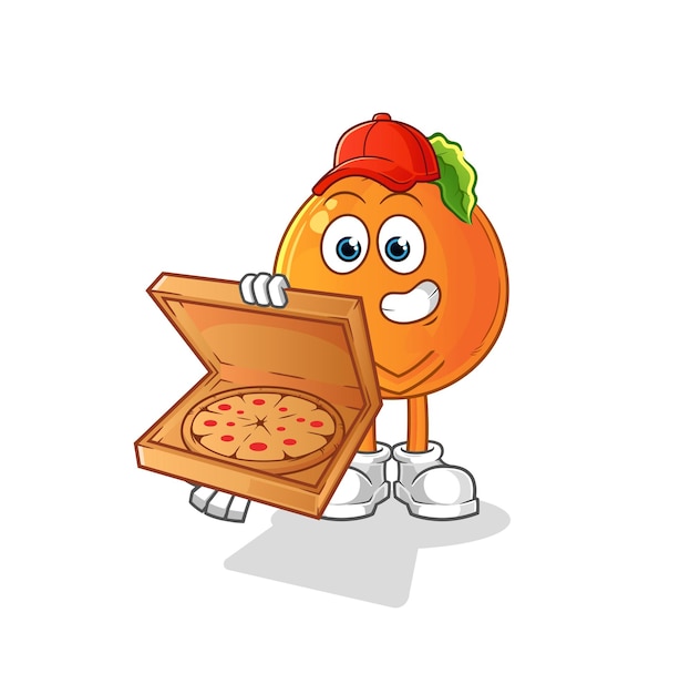 Oranje pizzabezorger vector. stripfiguur