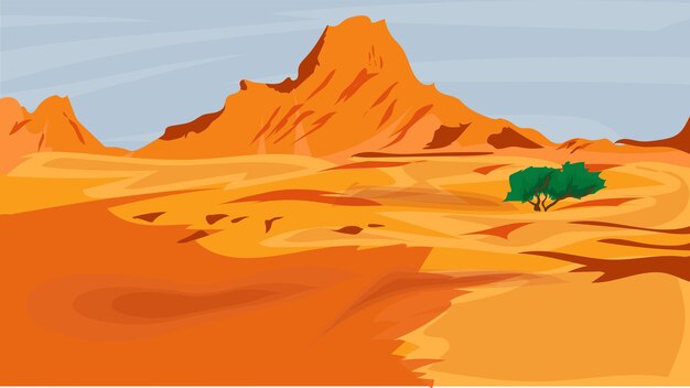 Vector oranje platte landschapsillustratie