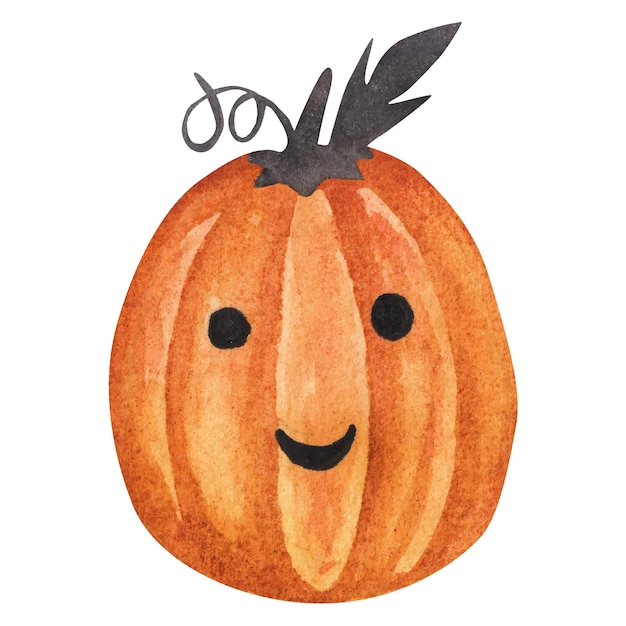 Oranje Pompoen Jack. Halloween. Geïsoleerd element op witte achtergrond. aquarel illustratie