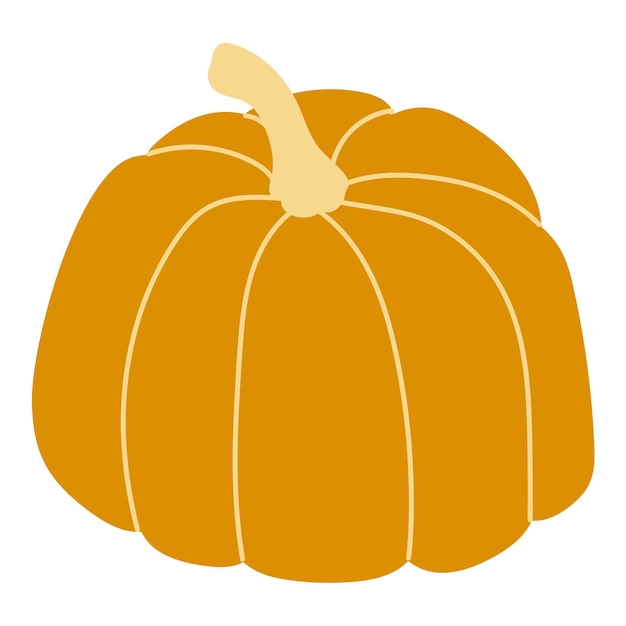 Oranje pompoen vectorillustratie. Herfst halloween pompoen, plantaardig grafisch pictogram of print, geïsoleerd op een witte achtergrond.
