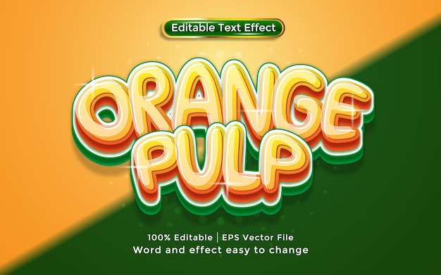Oranje pulptekst, bewerkbaar teksteffect in 3D-stijl