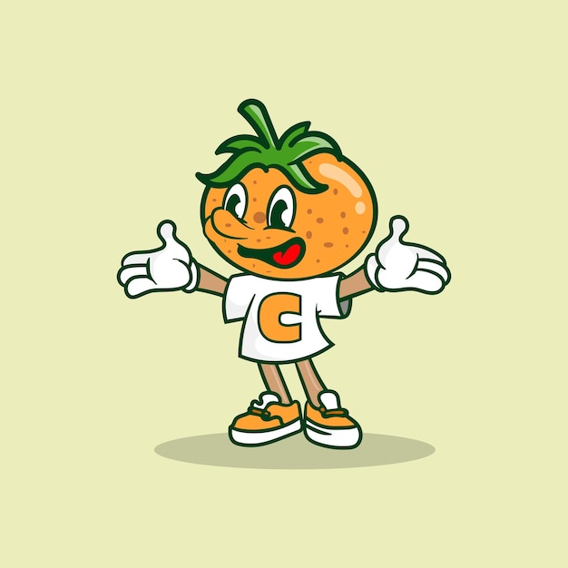 Oranje retro mascotte-logo-ontwerpxd