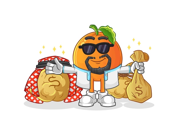 Oranje rijke arabische mascotte. cartoon vector