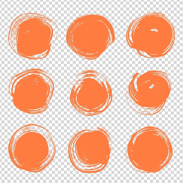 Oranje ronde penseelstreken op imitatie transparante achtergrond