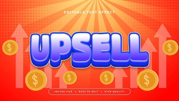 Oranje rood en blauw upsell 3d bewerkbare tekst effect lettertype stijl