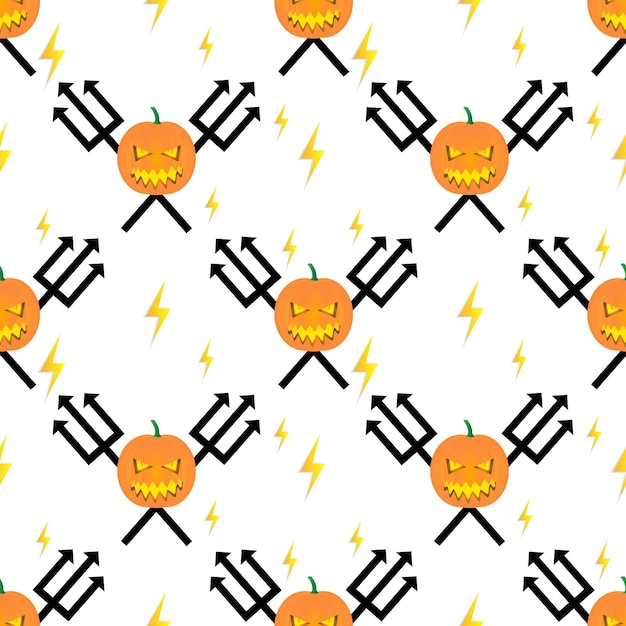 Oranje spook pompoen naadloze patroon ontwerp illustratie met speer witte achtergrond ontwerp wallpapers achtergronden covers en om Halloween te vieren