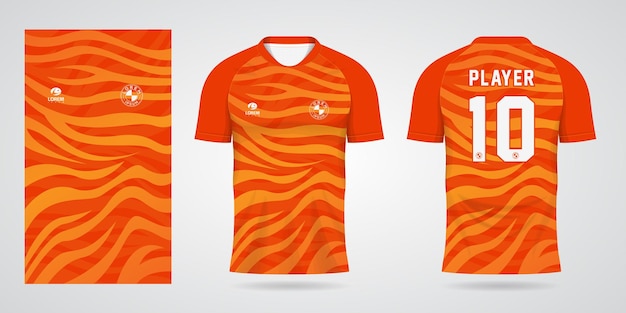Oranje sporttrui-sjabloon voor teamuniformen en voetbalt-shirtontwerp