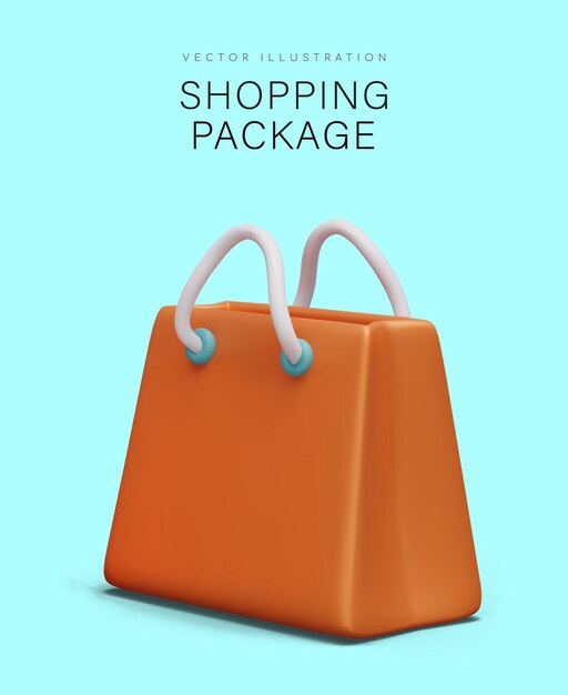 Oranje stijlvolle winkelpakket Papieren tas voor geschenken Realistische illustratie mockup plaats voor logo