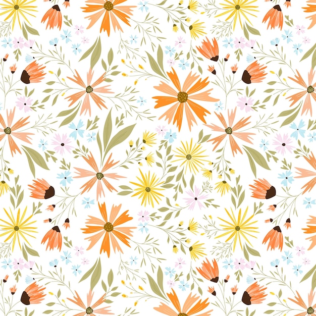 Vector oranje swirly bloemenpatroon