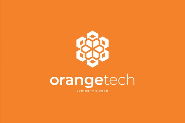 Vector oranje technologie logo sjabloon