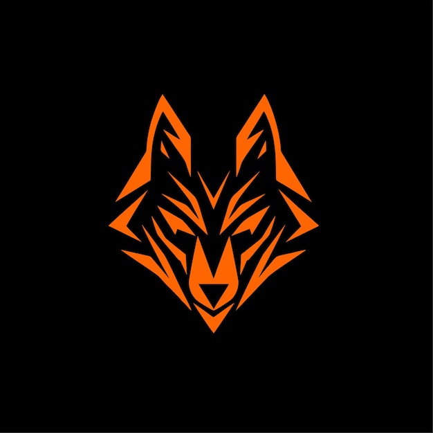 Oranje vector wolf hoofd gezicht voor retro logo en tshirt vintage ontwerpelement