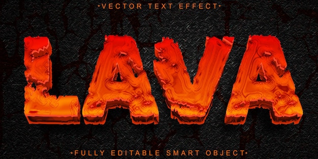 Vector oranje vloeistof hete lava vector volledig bewerkbaar slim object teksteffect