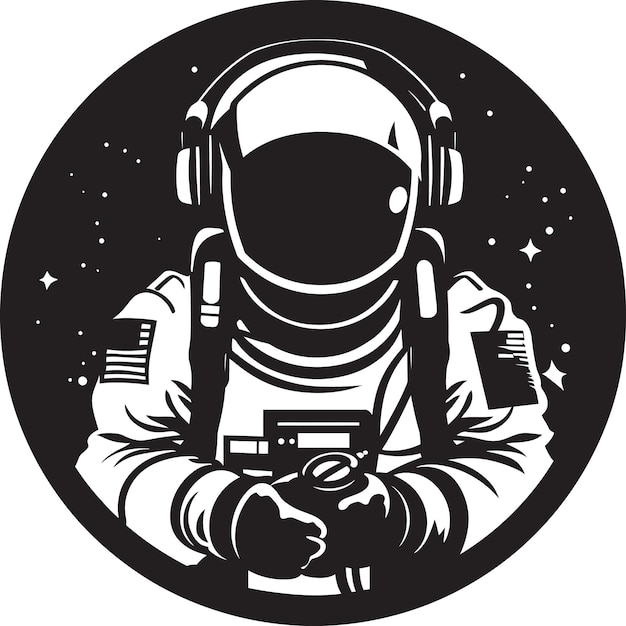 Vector orbital quest vector space logo cosmos pioneer zwart astronaut symbool