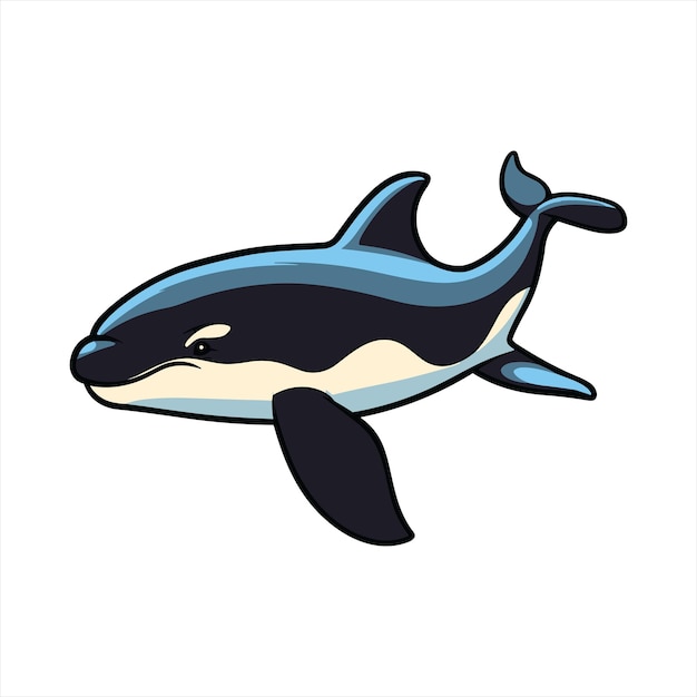 Orca Cute Funny Cartoon Kawaii Clipart Colorful Watercolor Sea Animal Sticker Illustration