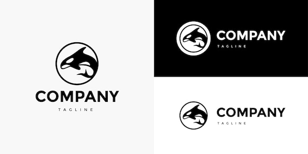 Orca Killer Whale Zwart-wit Logo binnen Cirkel Sjabloon voor Brand Business Company