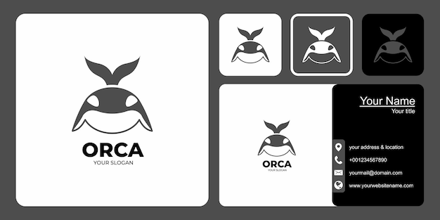 orca logo design and business card