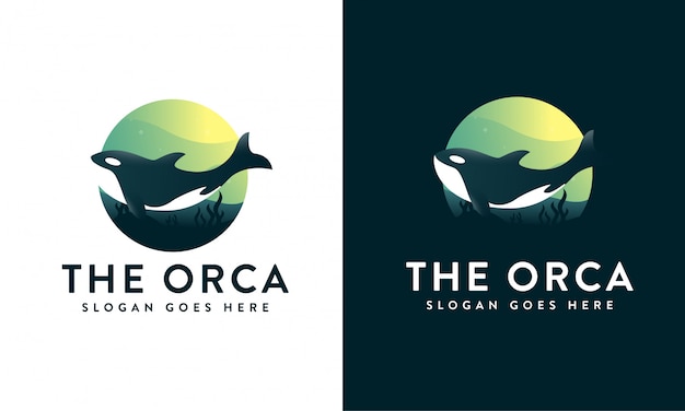 Orca onder het zee-logo