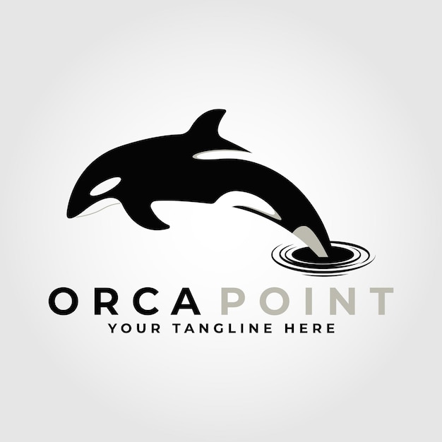Vector orca point vector logo whale orca jump logo vector symbol icon design illustration